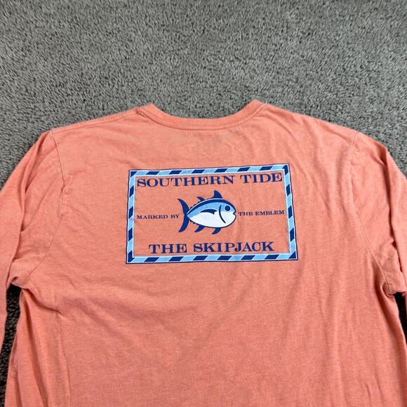 Southern Tide Shirt Mens Extra Large Peach Orange Coral Blue The Skipjack - Picture 3 of 13